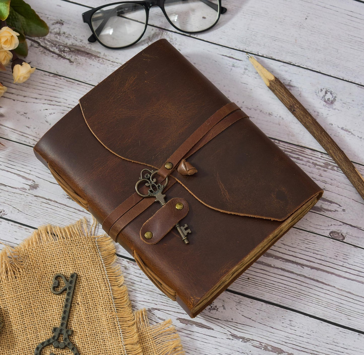 Key Lock Brown Journal