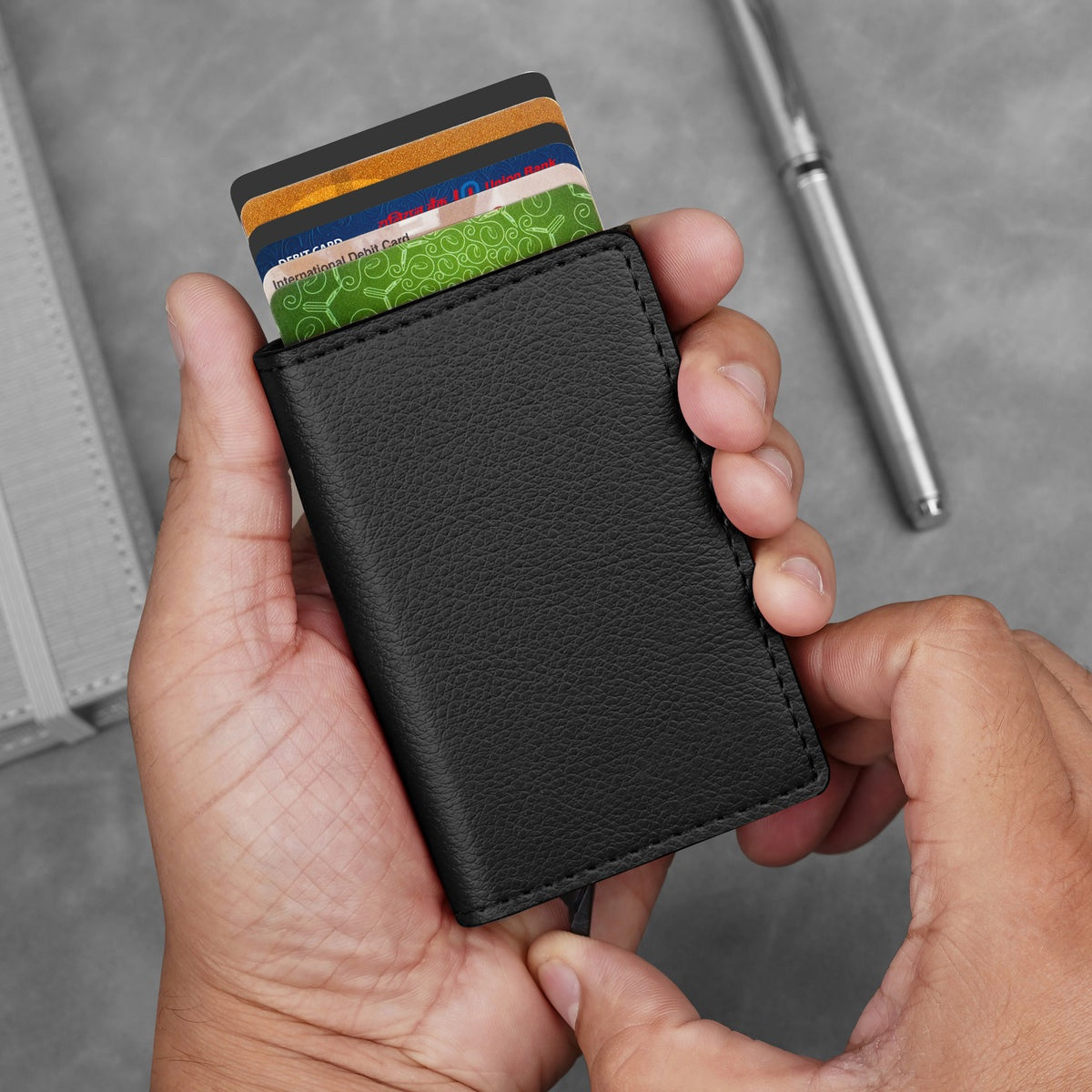 Brown RFID Protected Wallet Cardholder